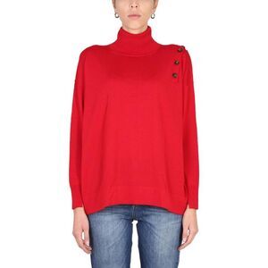 STEFANO MORTARI Women's Turtleneck Button Detail Sweater Women RED Sweaters &